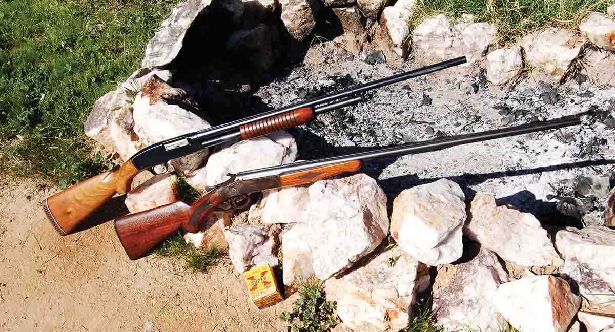 The first guns chambered for the 3-inch .410 include the Winchester M42 (top) and the Iver Johnson Matted Rib model (bottom).